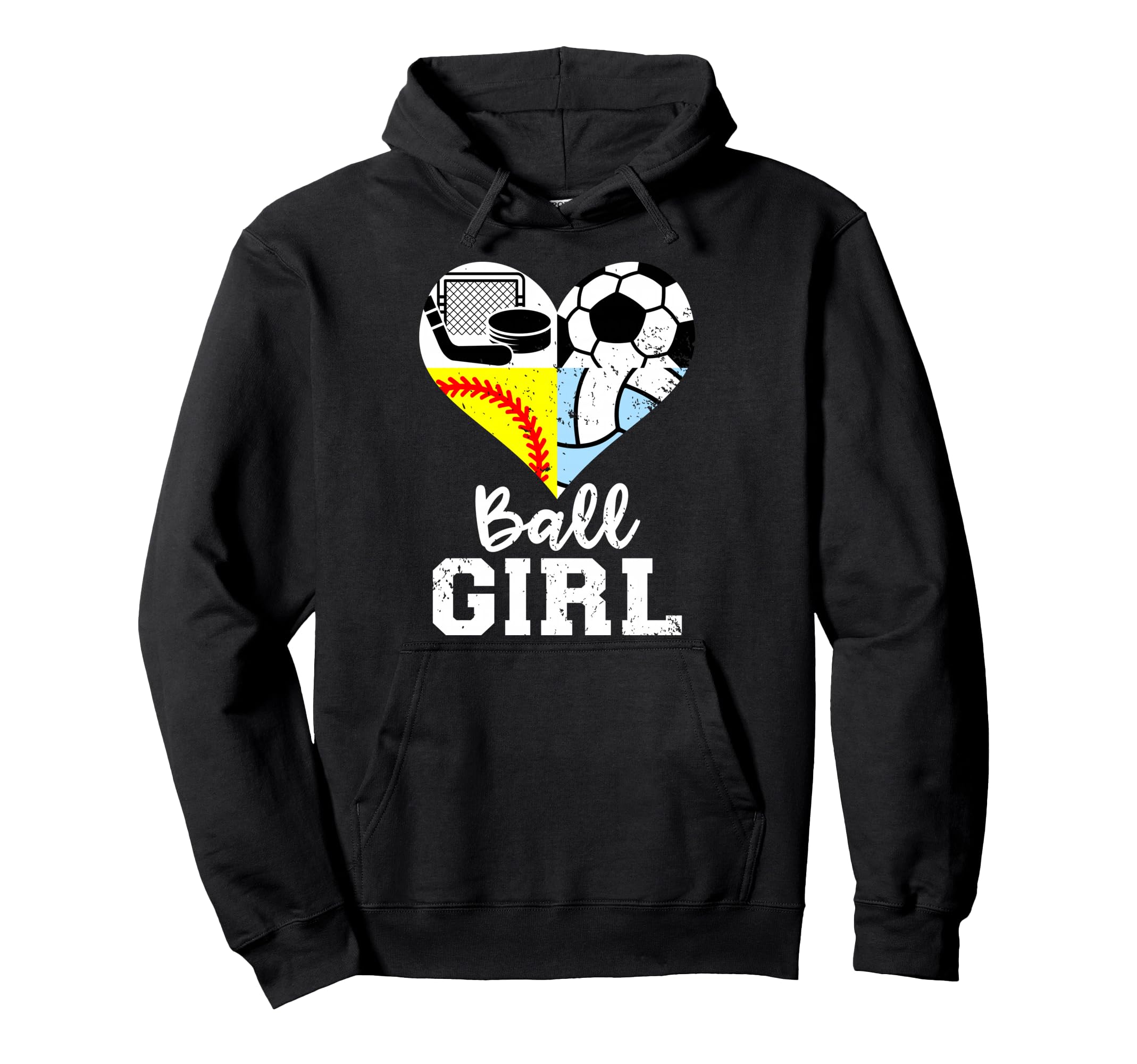 Ball Heart Soccer Softball Volleyball Hoodie - Fun Novelty Design Unisex