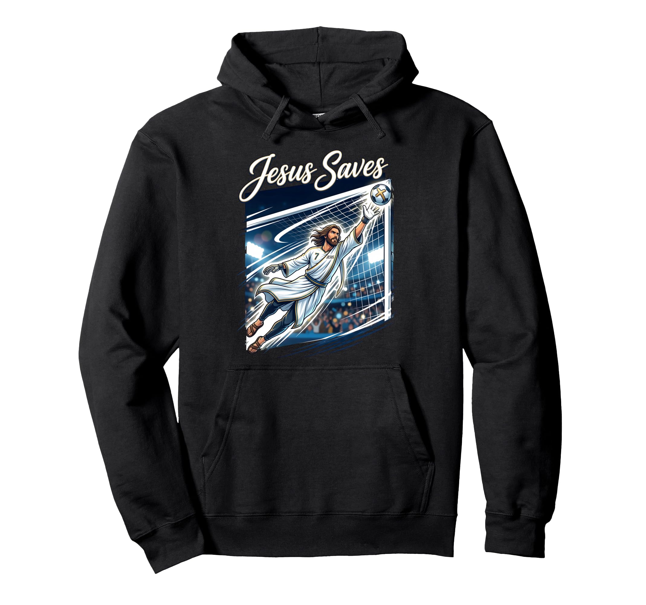 Jesus Christ Saves Christian Soccer Hoodie - Streetwear Style for Adults