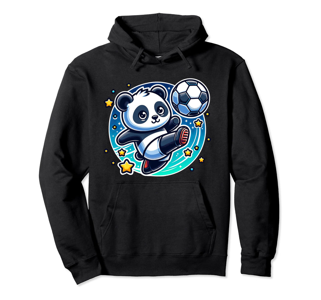Soccer Player Panda Kicking Soccer Hoodie - Fun Novelty Design Men Women