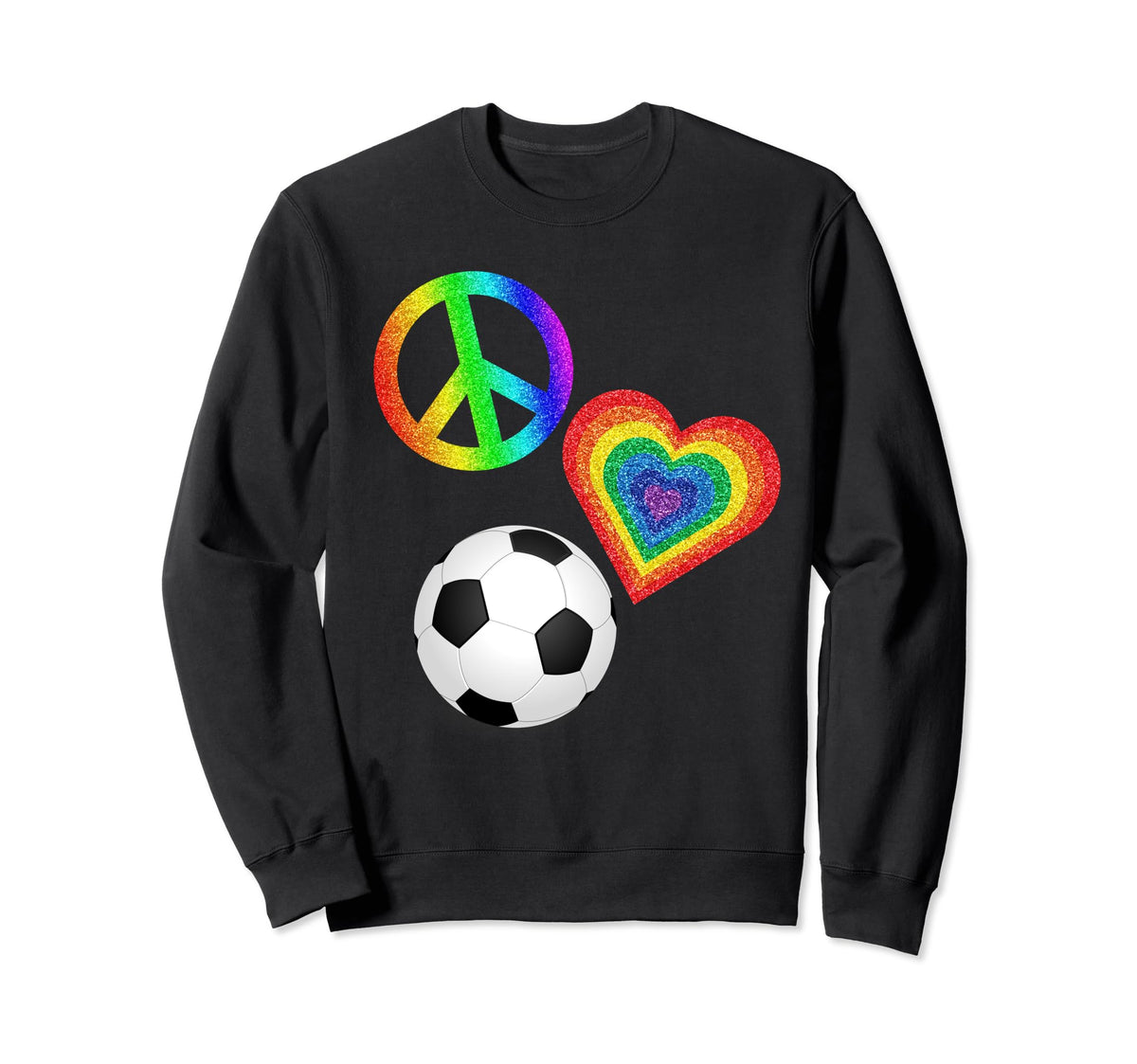 Soccer Rainbow Peace Sign Rainbow Sweatshirt - Custom Art Print Unisex