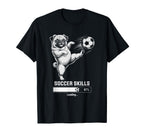 Kawaii Pug Soccer Skills Loading Dog T-Shirt - Custom Art Print for Adults