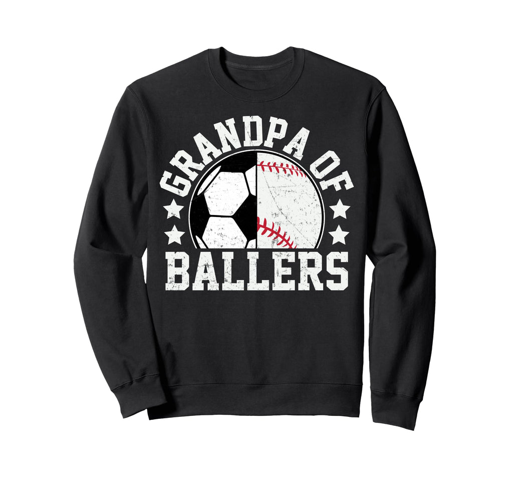 Grandpa Ballers Soccer Baseball Grandpa Sweatshirt - Graphic Print Unisex