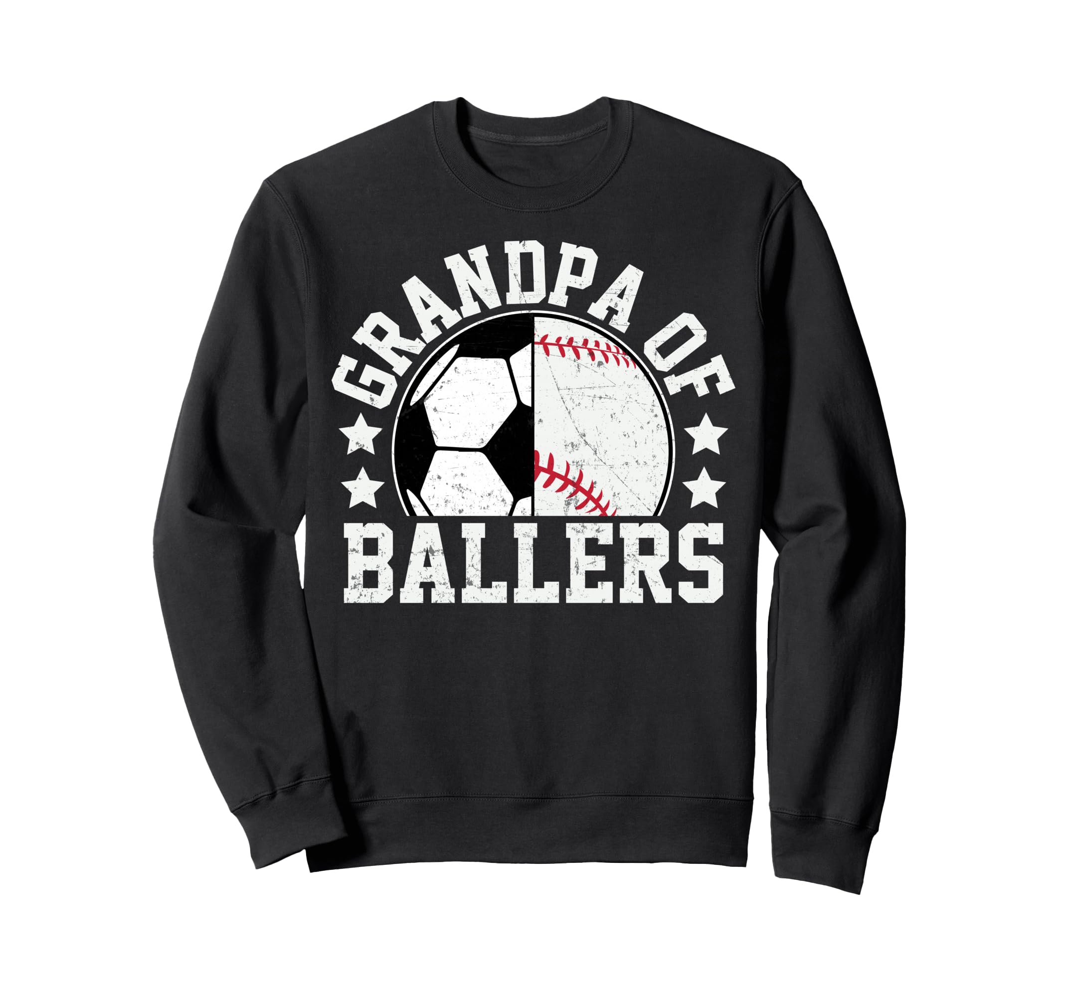 Grandpa Ballers Soccer Baseball Grandpa Sweatshirt - Graphic Print Unisex