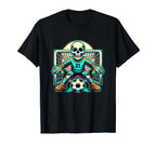 Halloween Skeleton Goalie Soccer T-Shirt - Trendy Graphic for Adults