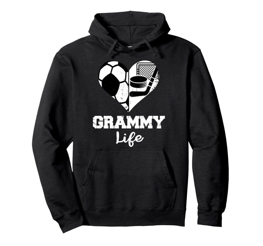 Grammy Life Heart Funny Soccer Hockey Hoodie - Graphic Print for Adults