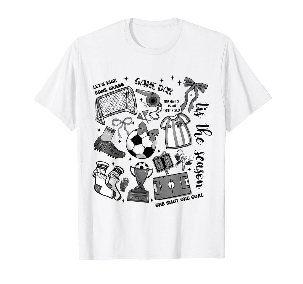Game Day Soccer Coquette Soccer Bow Soccer T-Shirt - Unique Graphic Unisex