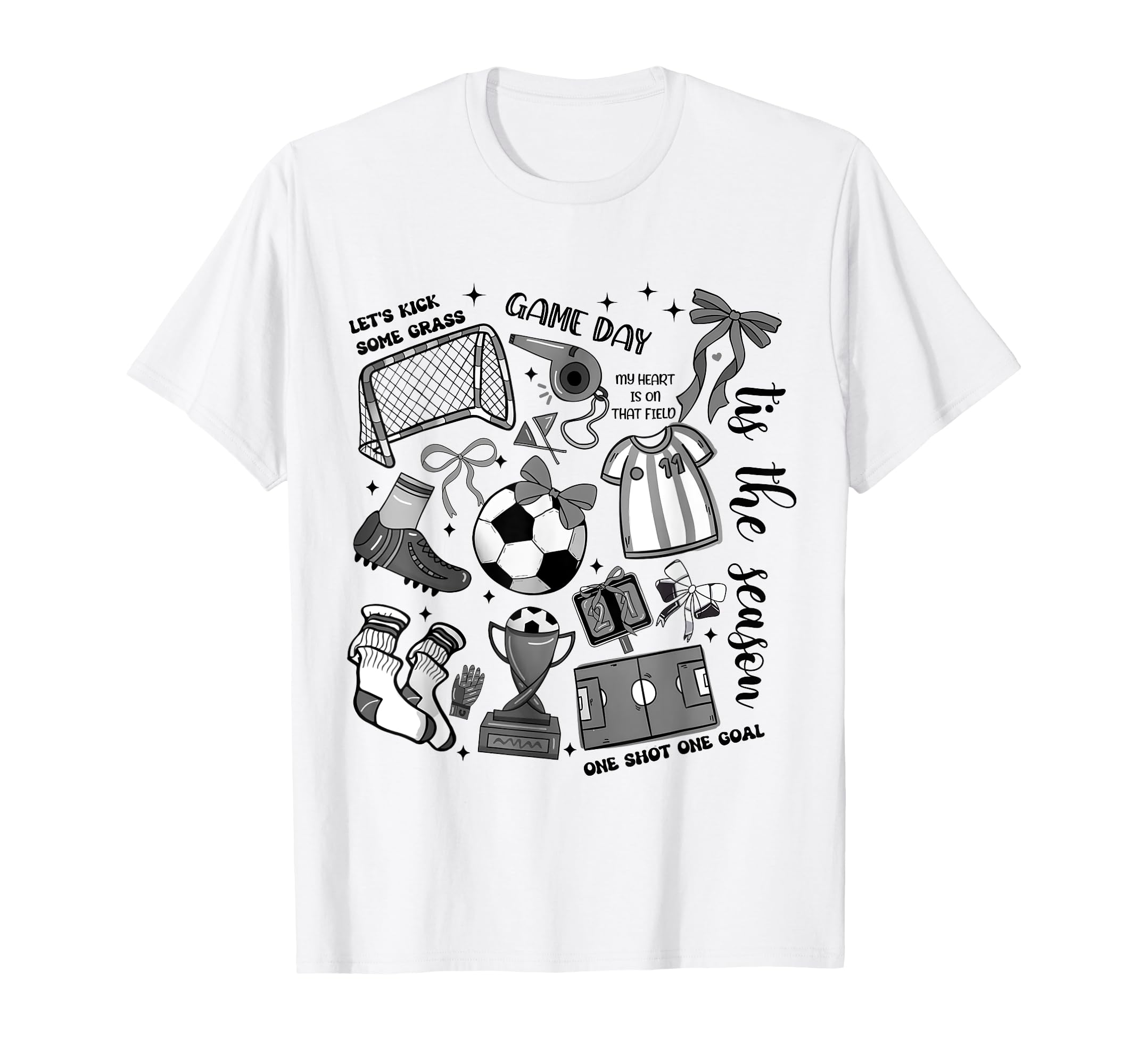Game Day Soccer Coquette Soccer Bow Soccer T-Shirt - Unique Graphic Unisex