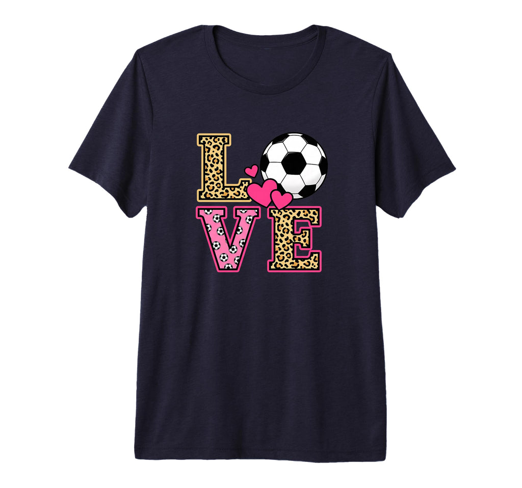 Love Leopard Soccer Ball Womens Soccer T-Shirt - Graphic Print Men Women