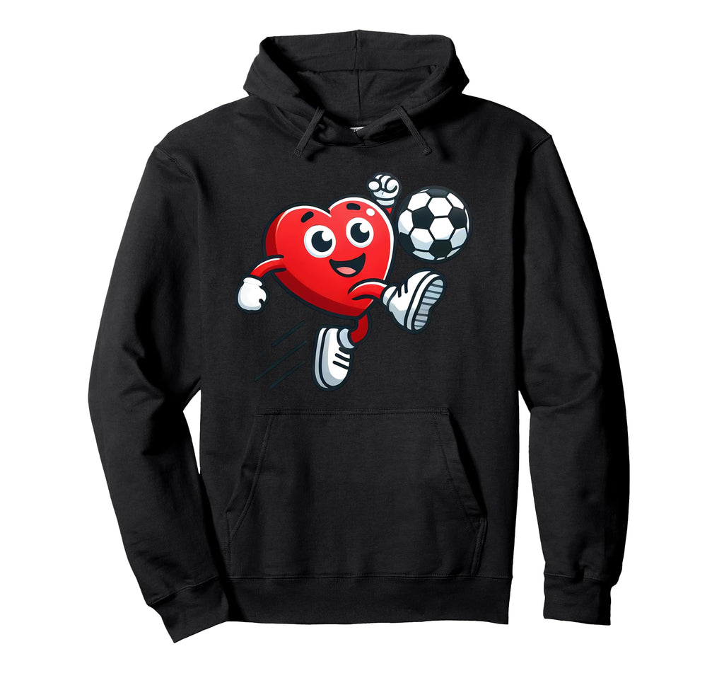 Valentines Day Heart Soccer Lover Hoodie - Graphic Print for Adults