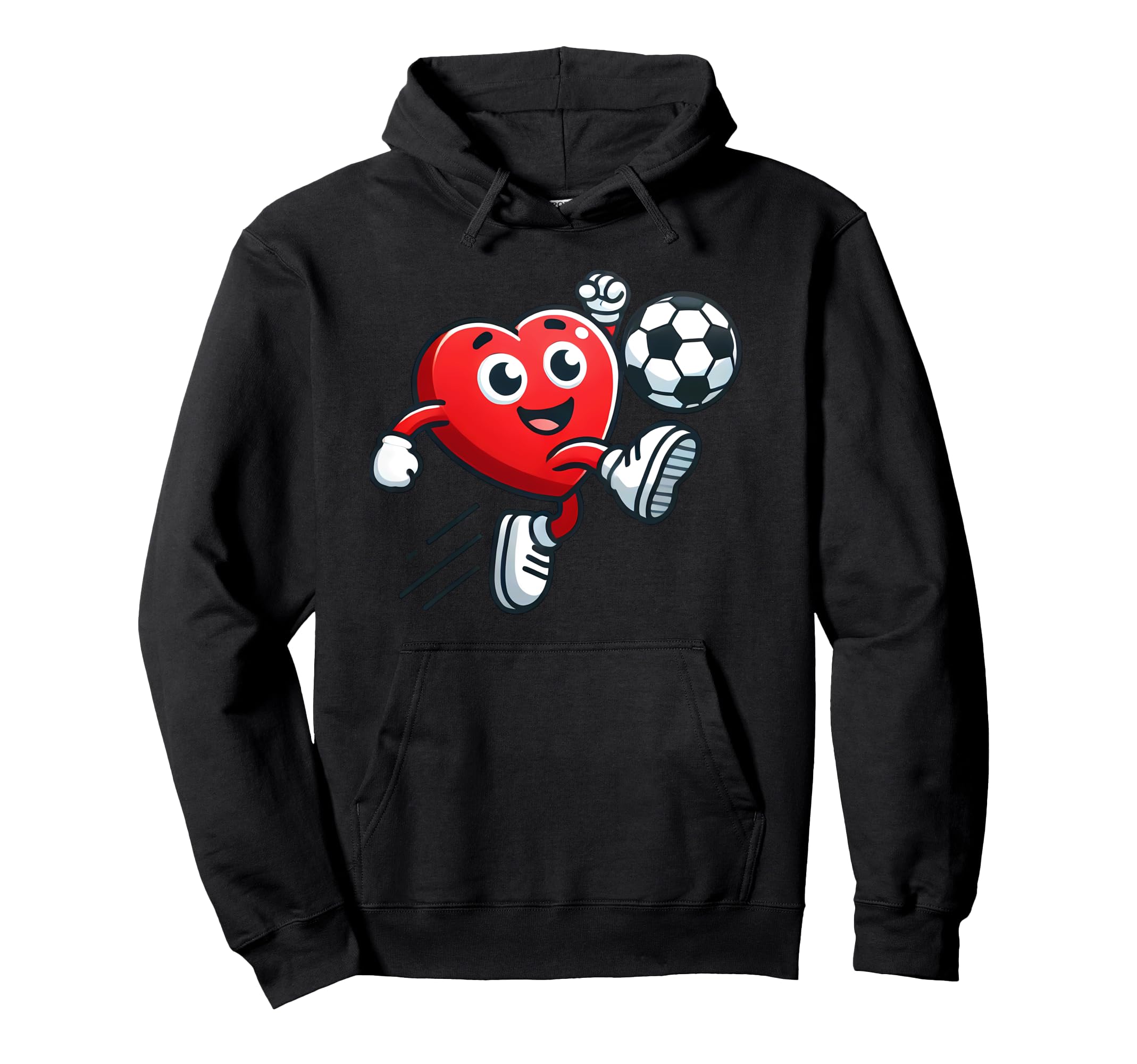 Valentines Day Heart Soccer Lover Hoodie - Graphic Print for Adults