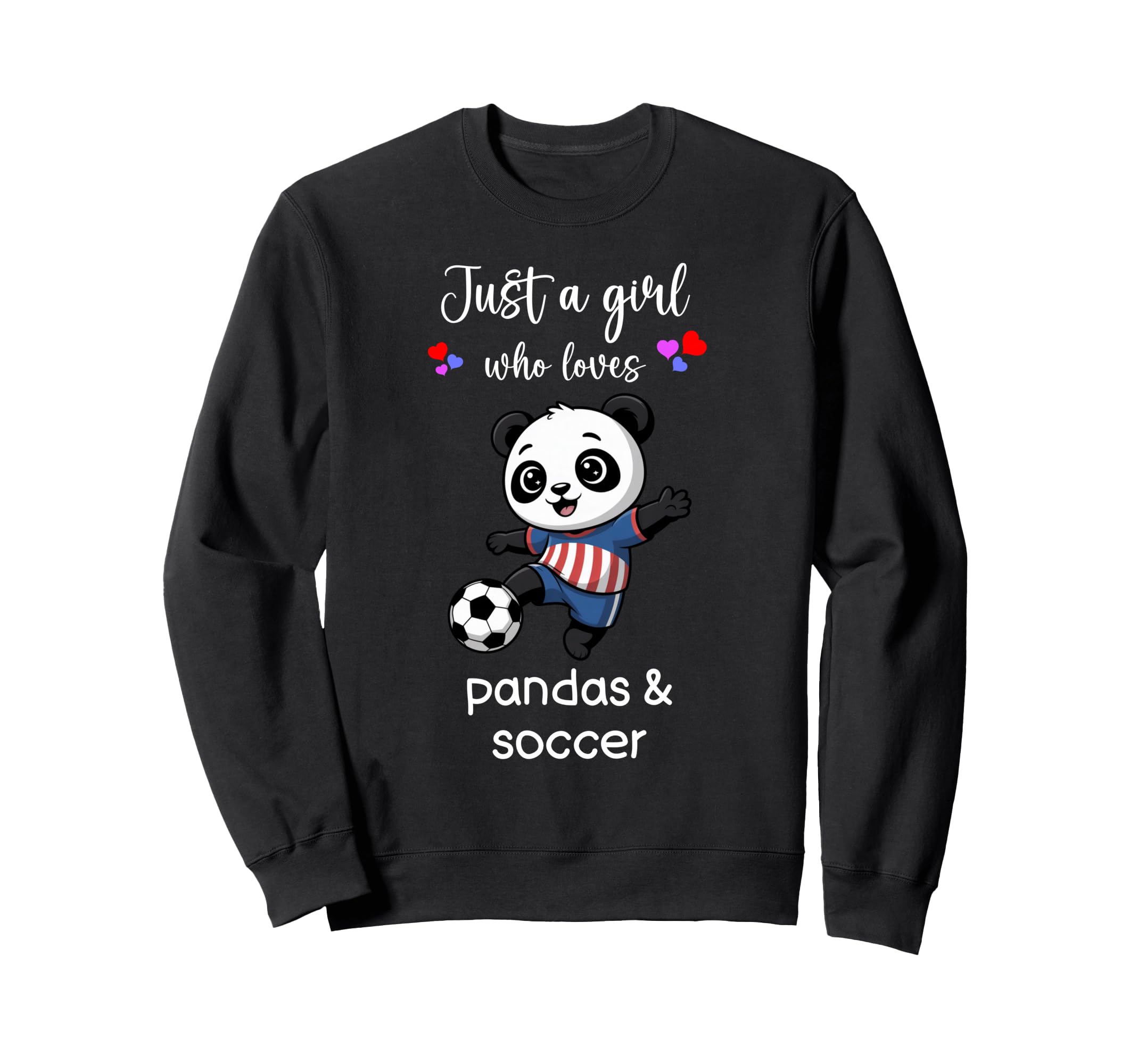 Panda Bear Soccer Panda Bear Soccer Sweatshirt - Graphic Print Unisex