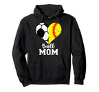 Ball Mom Heart Funny Softball Soccer Mom Hoodie - Trendy Graphic Unisex