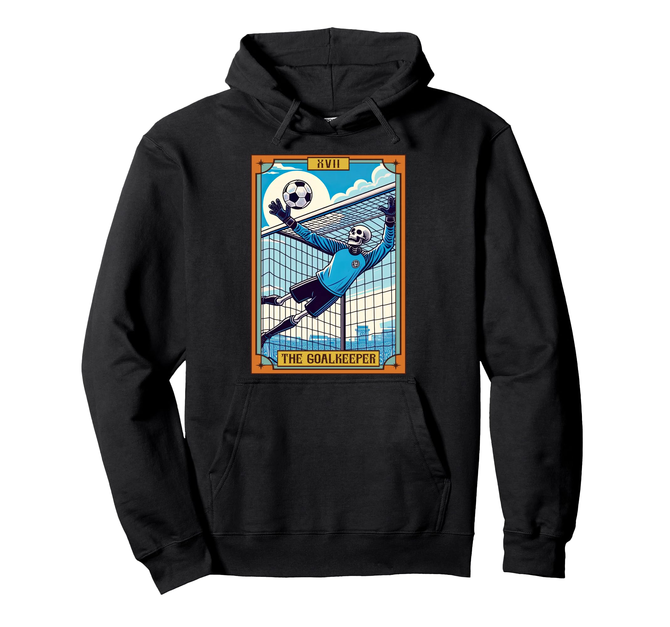 Funny Skeleton Goalkeeper Soccer Hoodie - Minimalist Print Men Women