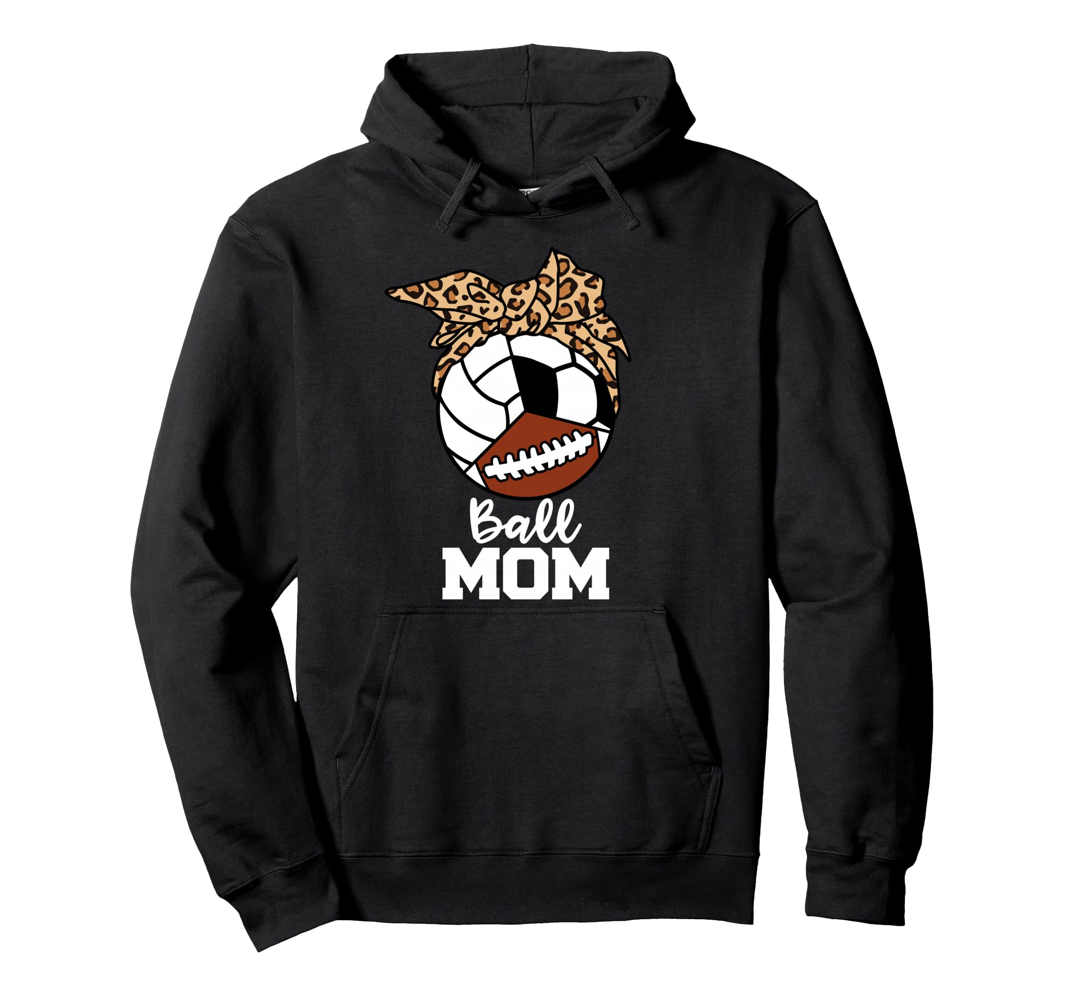 Ball Mom Funny Volleyball Soccer Hoodie - Casual Everyday Wear for Adults