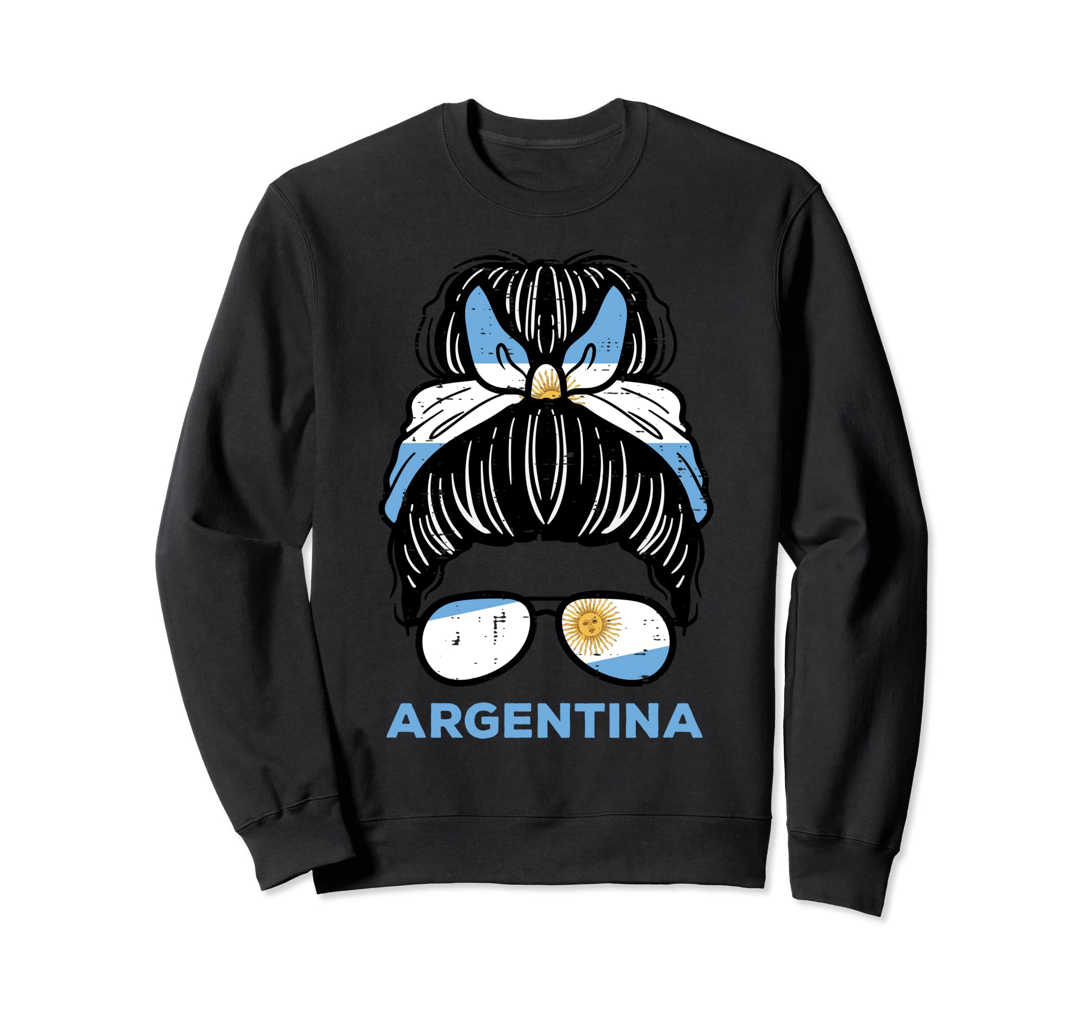 Argentina Flag Hairbun Football Sweatshirt - Fun Novelty Design Men Women