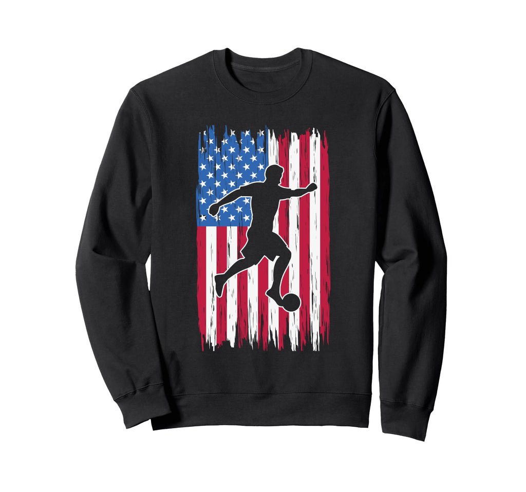 Patriotic Soccer Player Kicking Sweatshirt - Aesthetic Graphic Men Women