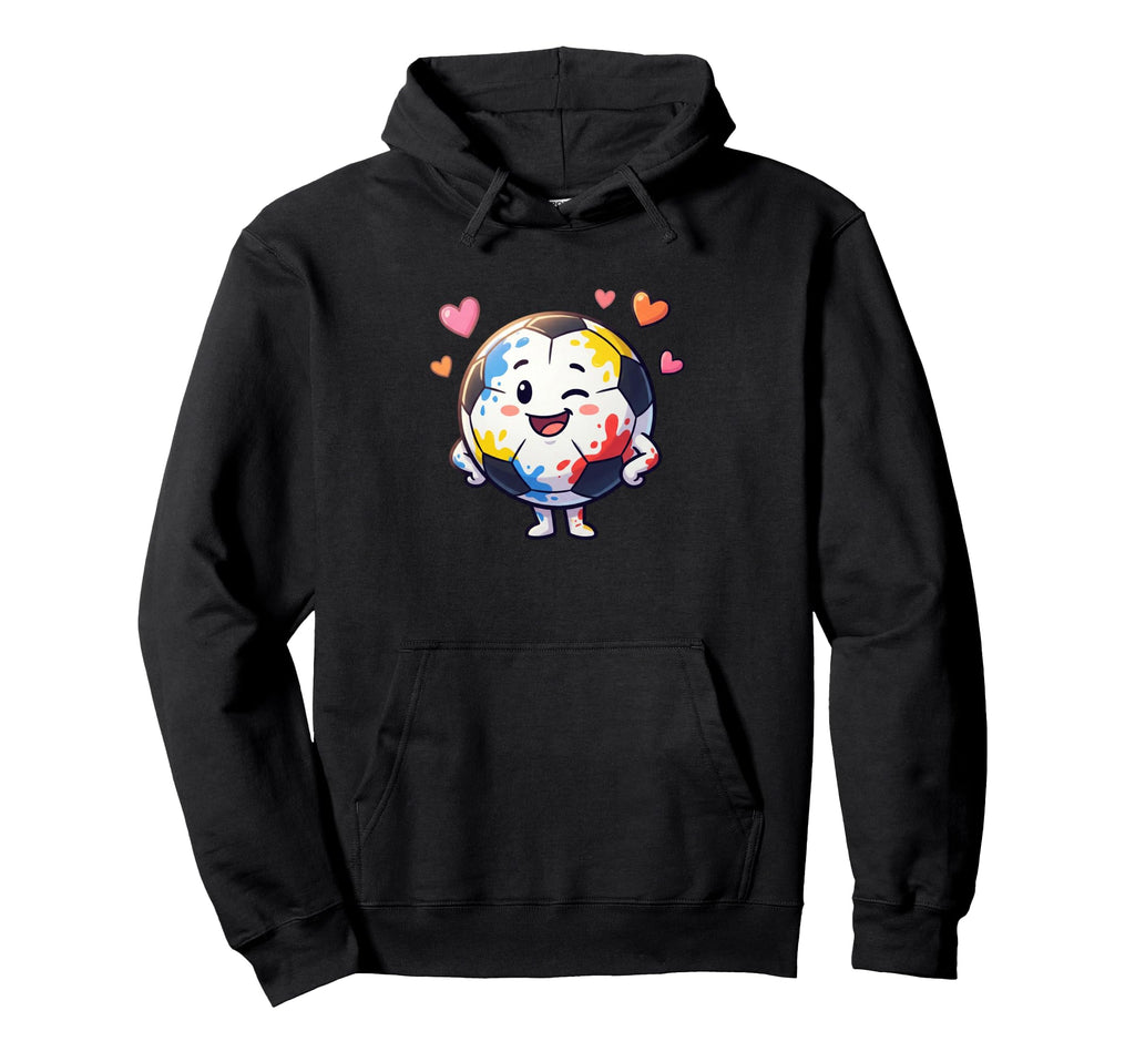Adorable Soccer Ball Character Colorful Hoodie - Unique Graphic for Adults