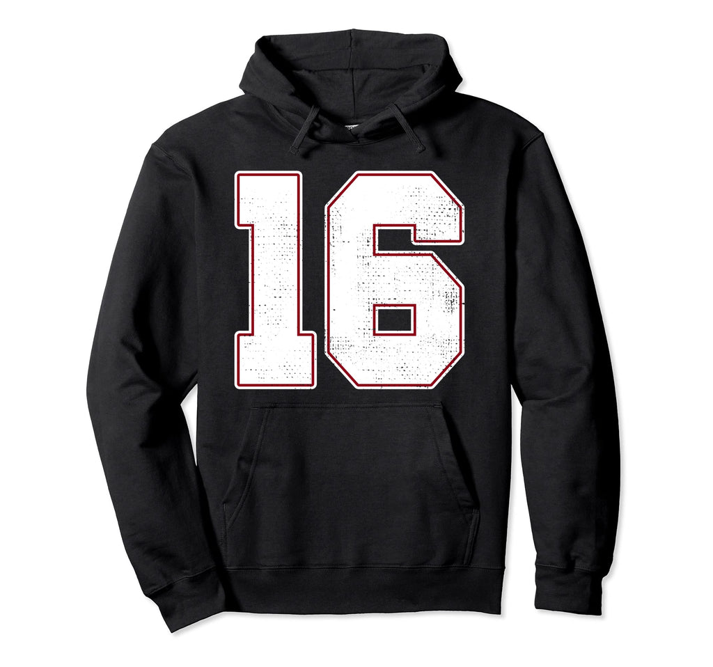 16 Outline Number 16 Varsity Fan Sports Hoodie - Unique Graphic for Adults