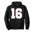 16 Outline Number 16 Varsity Fan Sports Hoodie - Unique Graphic for Adults