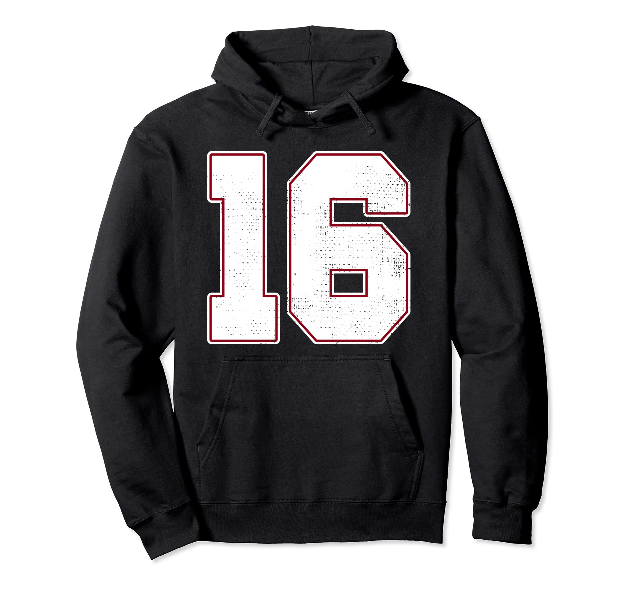 16 Outline Number 16 Varsity Fan Sports Hoodie - Unique Graphic for Adults