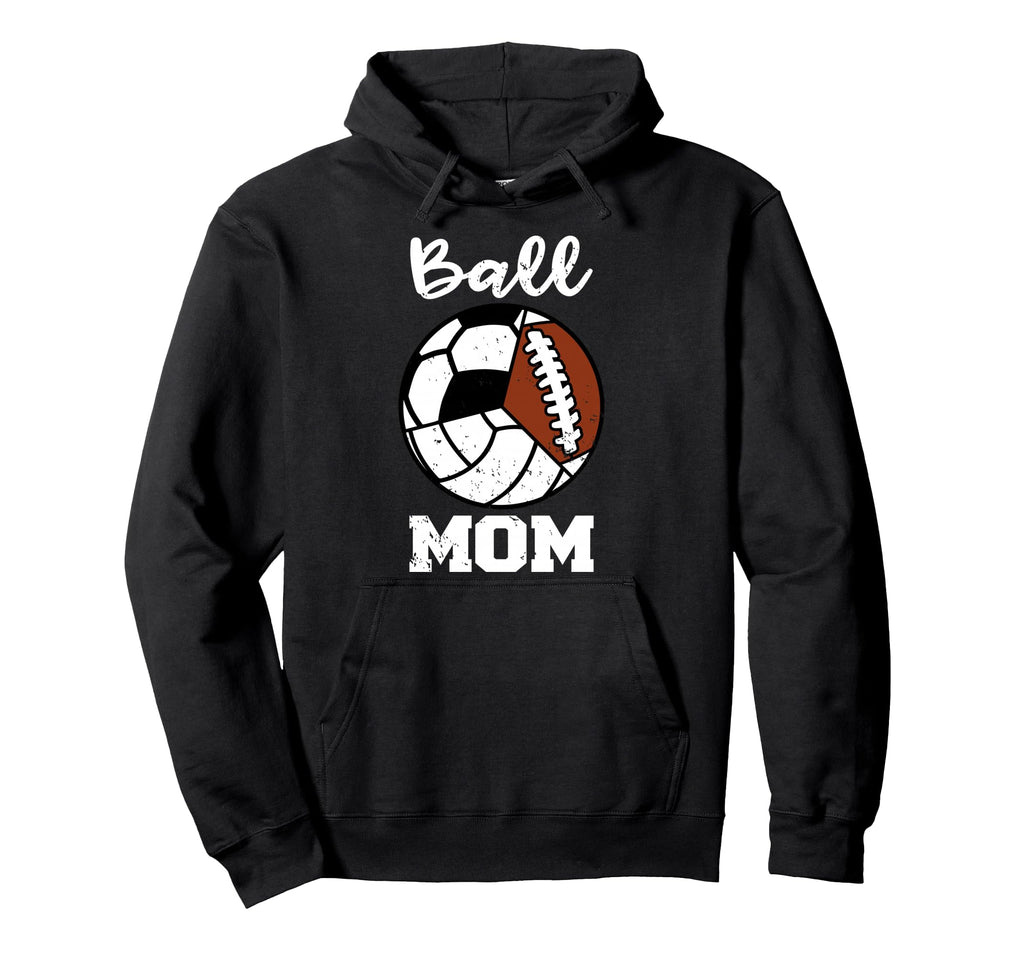 Ball Mom Funny Soccer Volleyball Hoodie - Fun Novelty Design for Adults