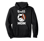 Ball Mom Funny Soccer Volleyball Hoodie - Fun Novelty Design for Adults