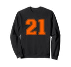 Number 21 Orange Sports Team Sweatshirt - Unique Graphic Men Women