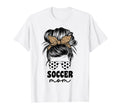 Soccer Mom Mama Leopard Messy Bun T-Shirt - Fun Novelty Design for Adults