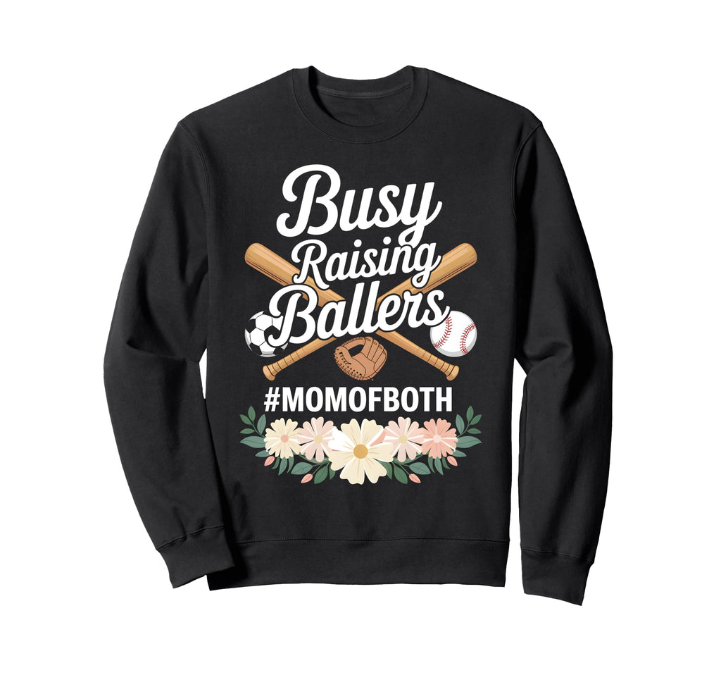 Mom Both Soccer Baseball Sports Sweatshirt - Minimalist Print for Adults