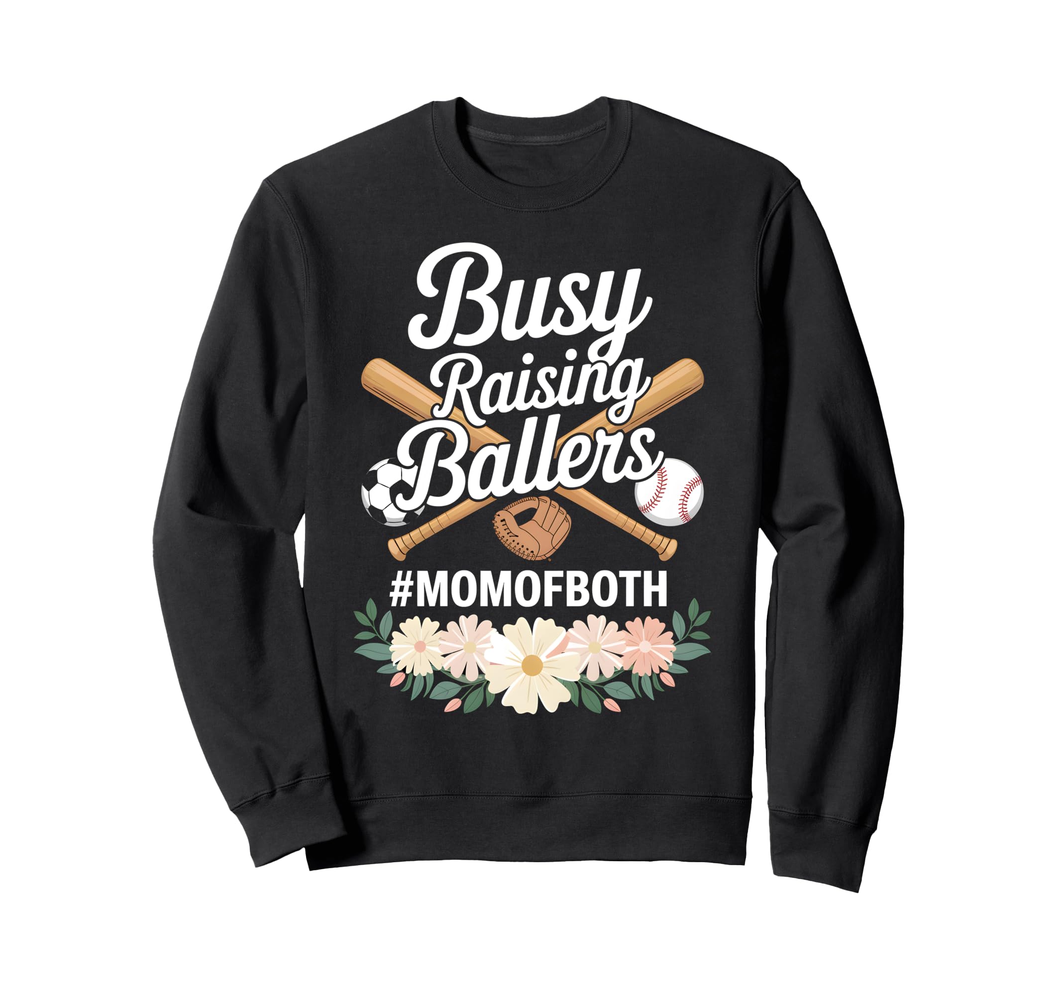 Mom Both Soccer Baseball Sports Sweatshirt - Minimalist Print for Adults