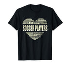 Love Heart Facts Soccer Players Lover T-Shirt - Graphic Print for Adults