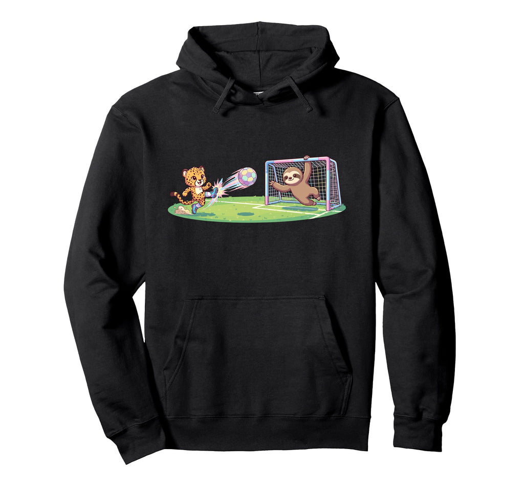 Cheetah Kicks Ball Sloth Goalie Soccer Hoodie - Minimalist Print Unisex