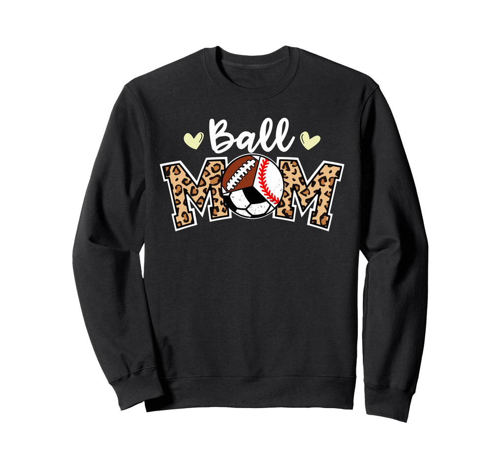 Ball Mom Leopard Baseball Soccer Sweatshirt - Minimalist Print Men Women