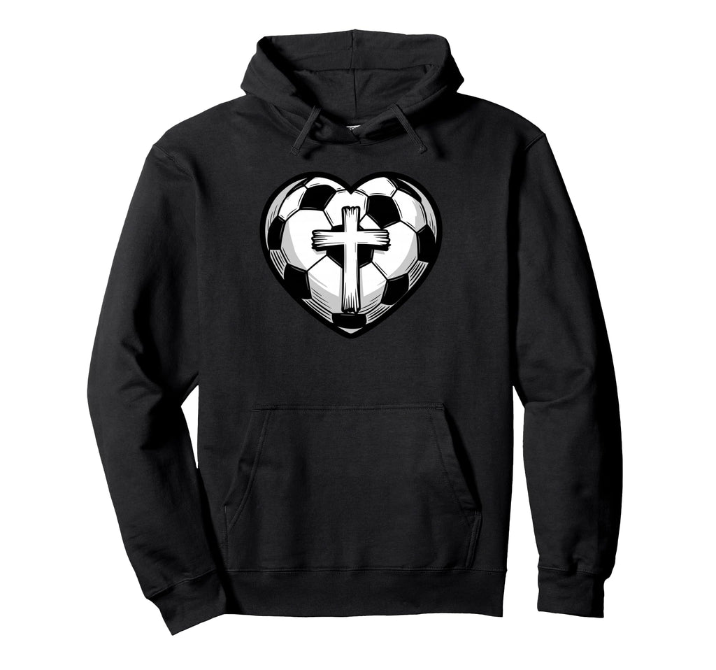 Soccer Ball Heart Christian Faith Hoodie - Casual Everyday Wear for Adults