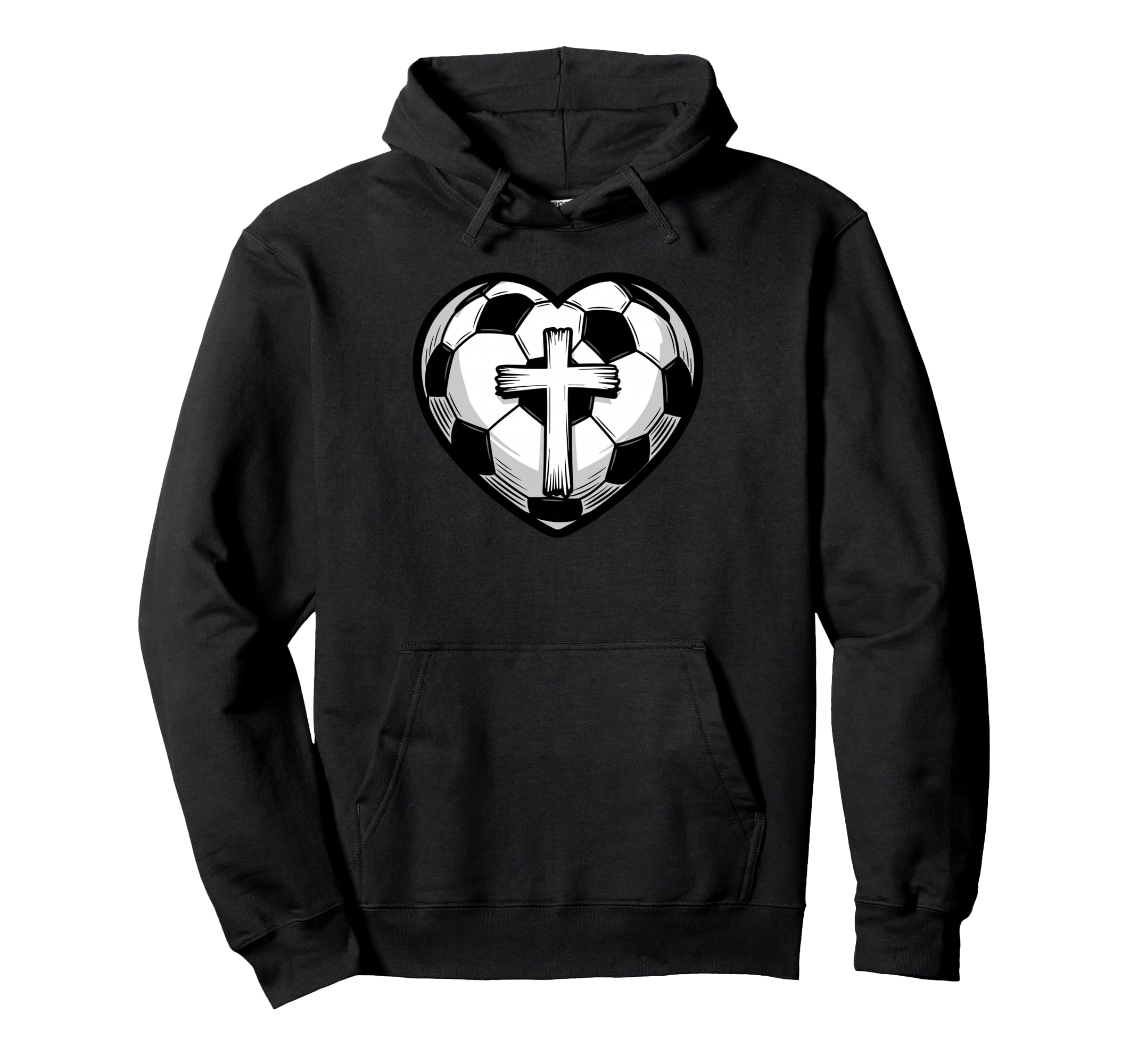 Soccer Ball Heart Christian Faith Hoodie - Casual Everyday Wear for Adults