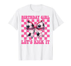 Birthday Lets Kick It Soccer Mom T-Shirt - Minimalist Print for Adults