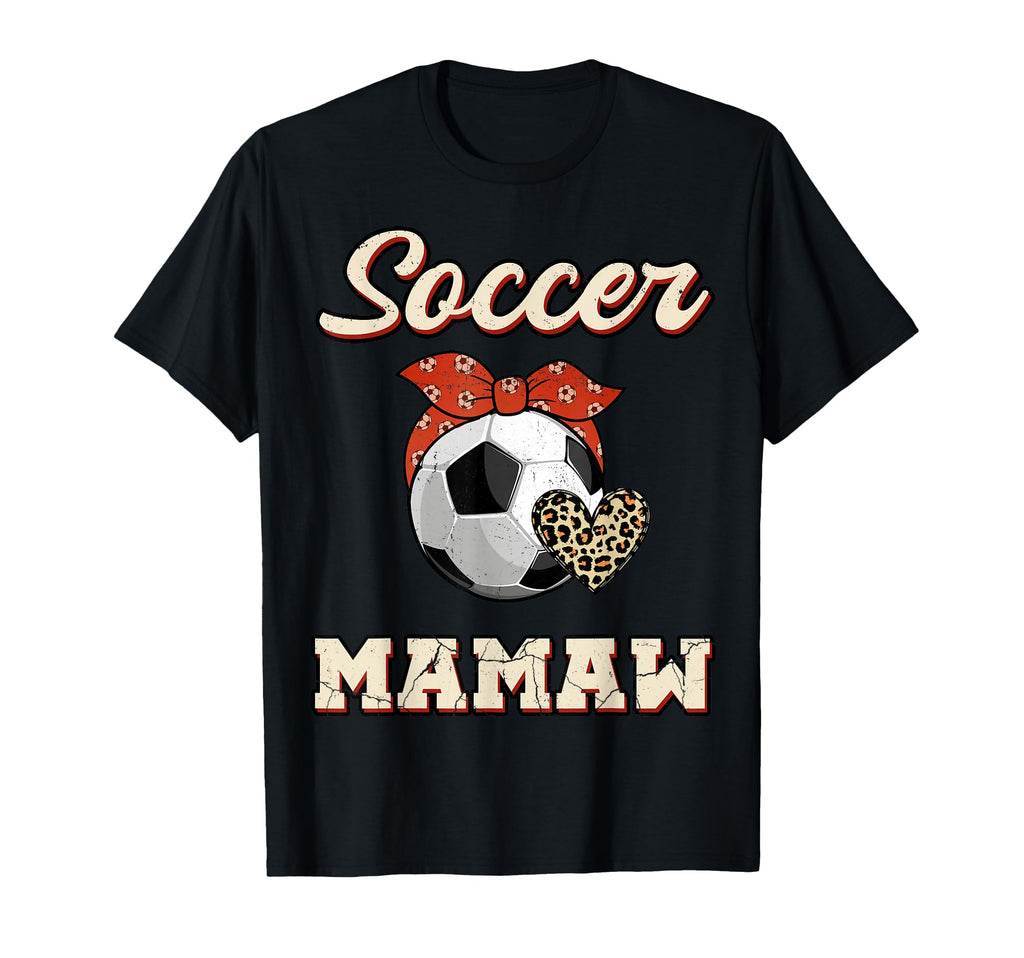 Soccer Mamaw Bandana Leopard Heart T-Shirt - Custom Art Print for Adults