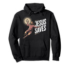 Jesus Saves Soccer Goalkeeper Fun Hoodie - Casual Everyday Wear Men Women