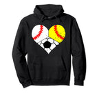 Baseball Softball Soccer Heart Funny Hoodie - Novelty Apparel Men Women