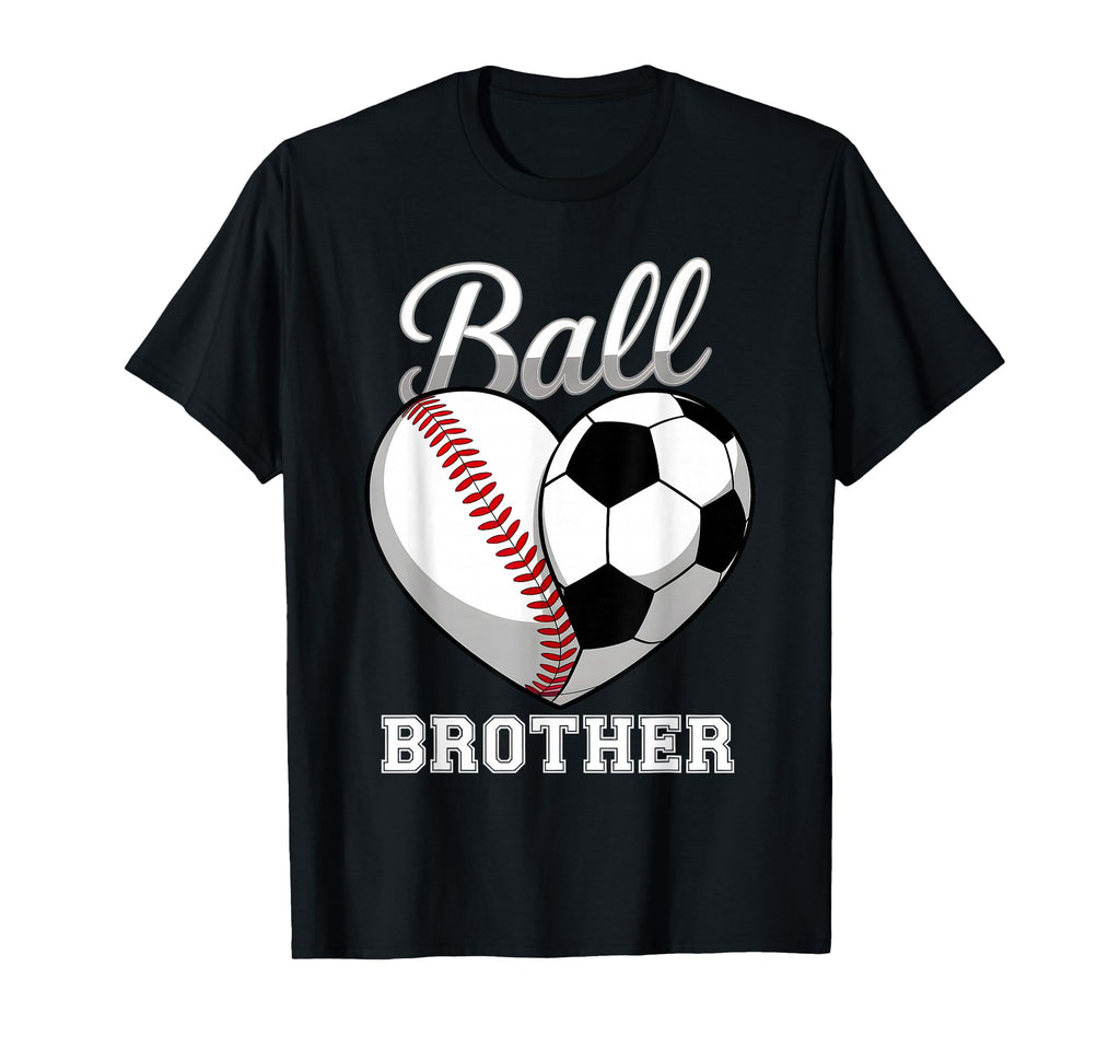 Ball Brother Baseball Soccer Heart T-Shirt - Streetwear Style for Adults