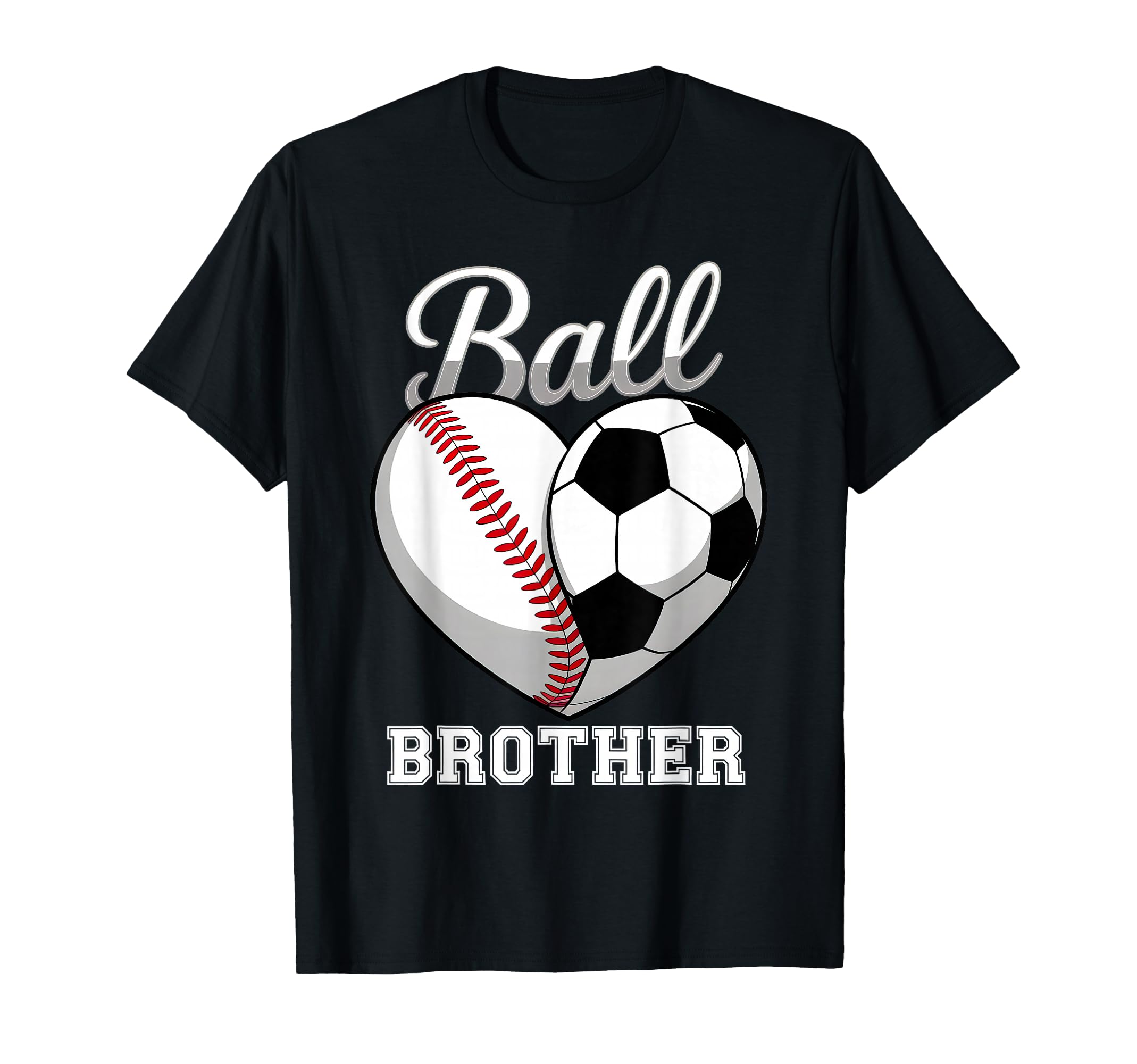 Ball Brother Baseball Soccer Heart T-Shirt - Streetwear Style for Adults