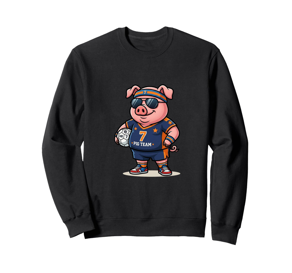 Pig Team 7 Soccer Player Cartoon Fun Sweatshirt - Aesthetic Graphic Unisex