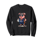 Pig Team 7 Soccer Player Cartoon Fun Sweatshirt - Aesthetic Graphic Unisex