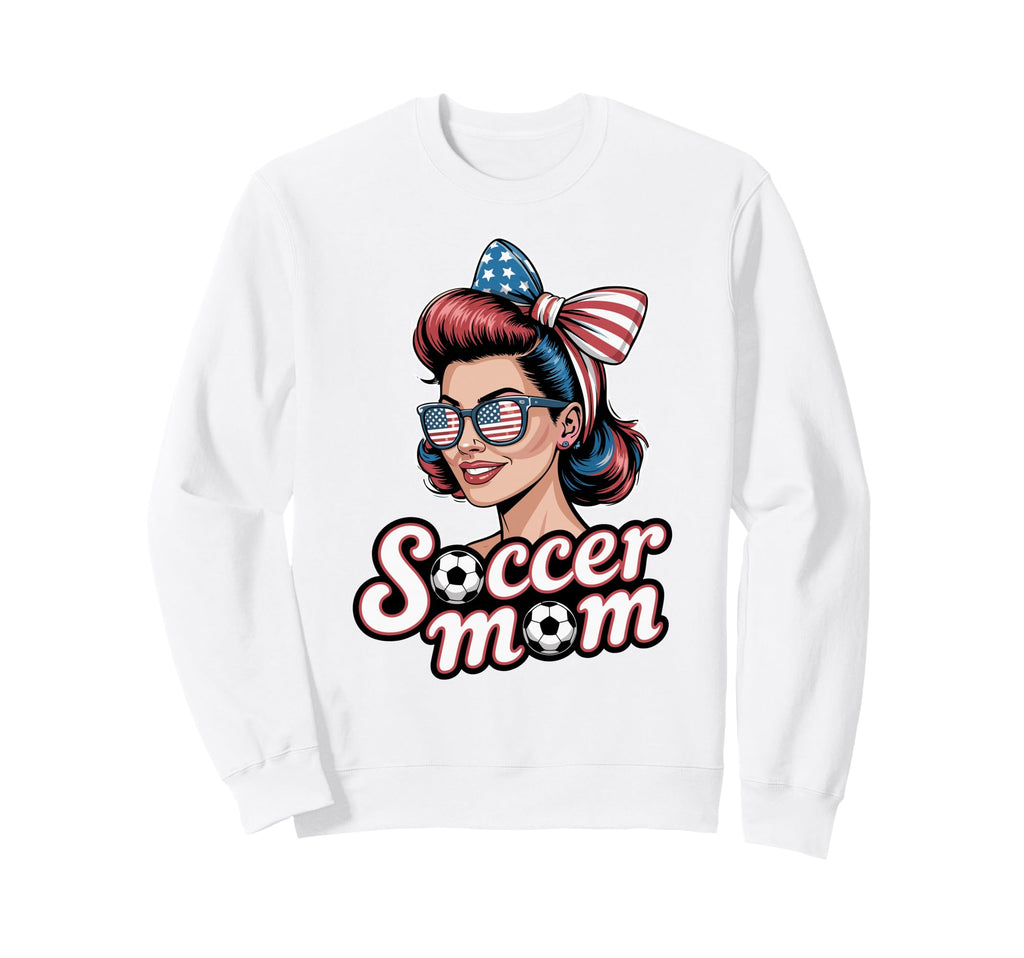 Patriotic Soccer Mom American Flag Sweatshirt - Trendy Graphic Unisex