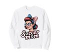 Patriotic Soccer Mom American Flag Sweatshirt - Trendy Graphic Unisex