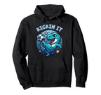 Kickin It T Rex Dinosaur Soccer Player Hoodie - Trendy Graphic for Adults