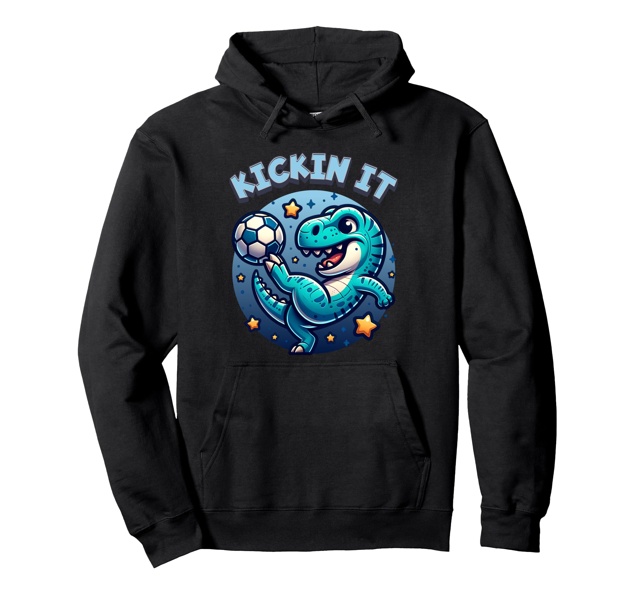 Kickin It T Rex Dinosaur Soccer Player Hoodie - Trendy Graphic for Adults