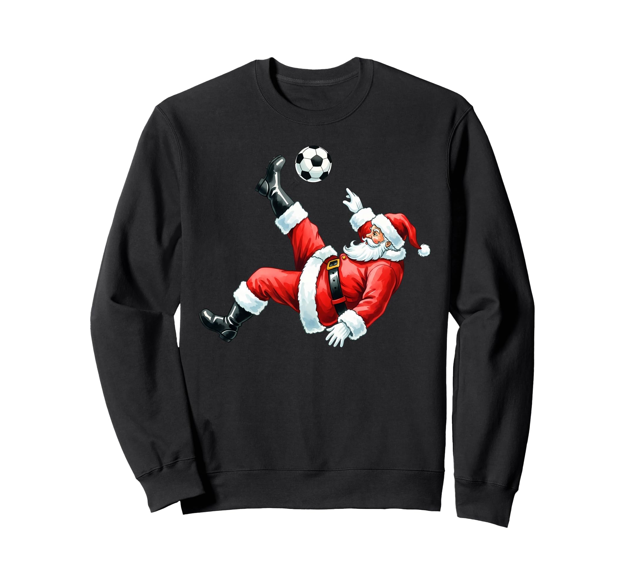 Soccer Santa Playing Soccer Ball Sweatshirt - Custom Art Print Unisex