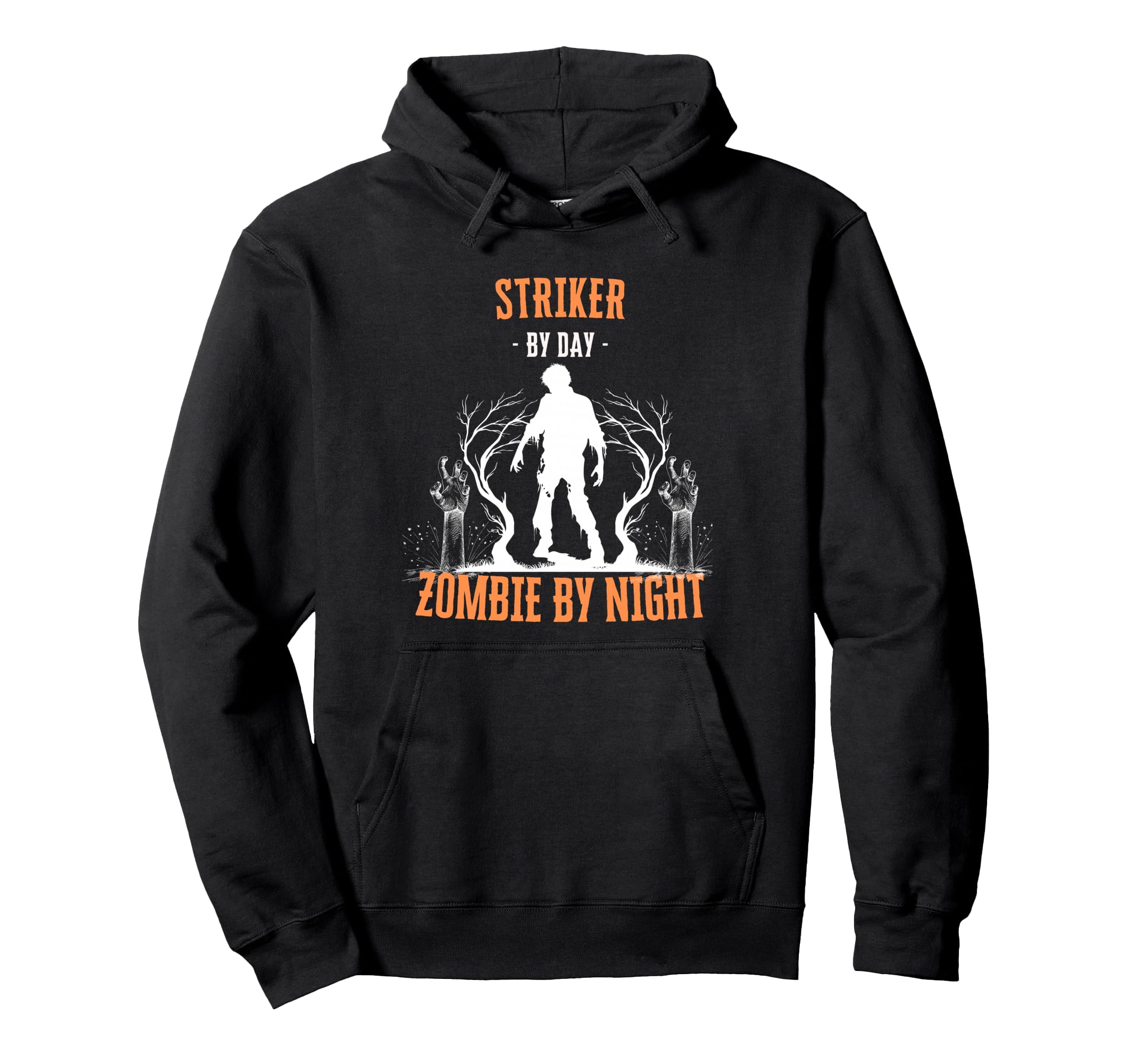 Striker Day Zombie Night Funny Hoodie - Fun Novelty Design for Adults