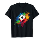Womens And Mens Soccer Ball Paint Splash T-Shirt - Unique Graphic Men Women